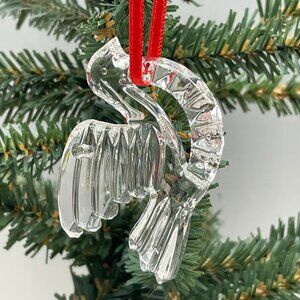 EUC Vintage Gorham Lead Crystal "Holiday Dove" Ornament, Original Box, 2 1/8" L